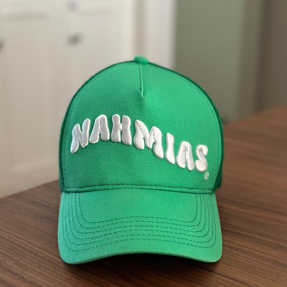 Nahmias green logo trucker hat